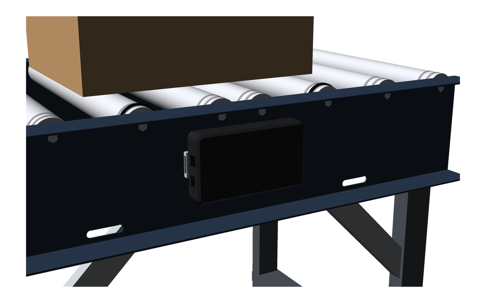 MDX module clipped to the conveyor side rail